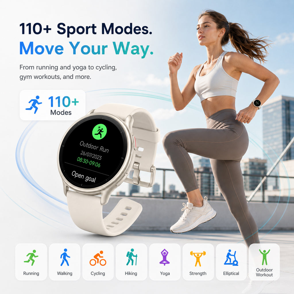 BlazeChip Smart Watch for Women (Answer/Make Call), 1.65" HD Fitness Tracker with Heart Rate/SpO2/Sleep Monitor, Pedometer, 110+ Sports Modes, 3ATM Waterproof, 7-Day Battery, for iOS Android