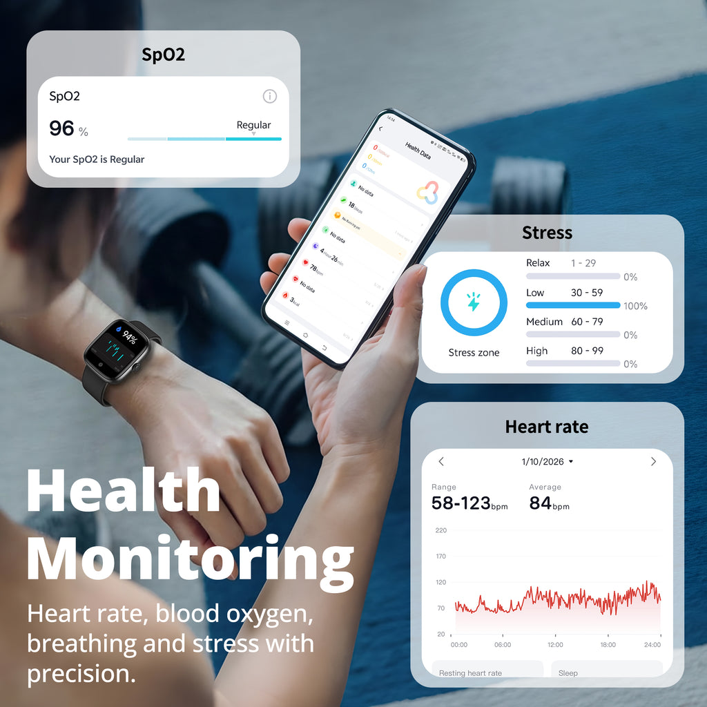 BlazeChip Smart Watch for Men Women, 1.83" HD Touchscreen Fitness Tracker, Bluetooth Calling, 110+ Sports Modes, Heart Rate SpO2 Sleep Monitor, DIY Dial, IP67 Waterproof, Compatible with Android & iOS