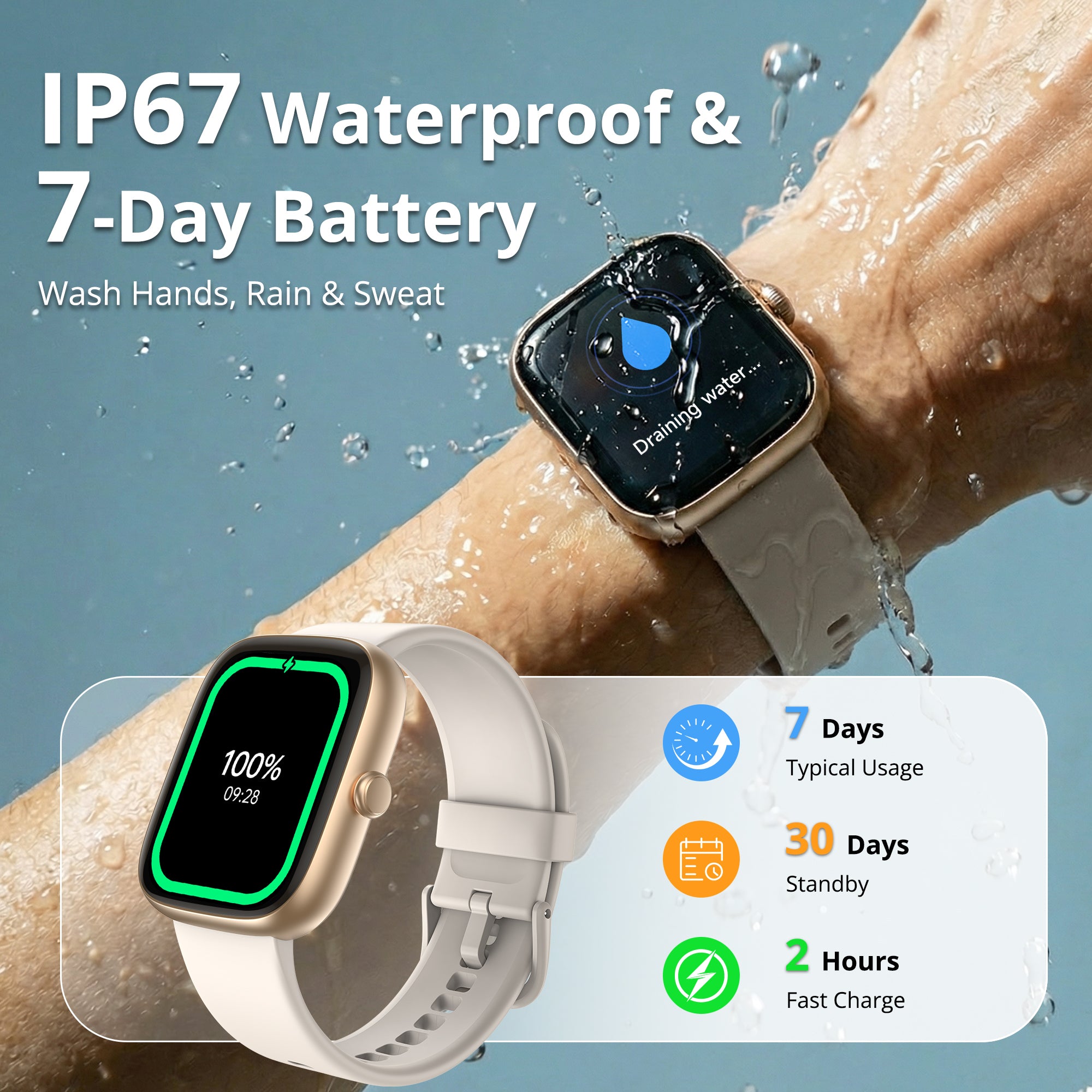 Smart Watch for Women, 1.83" HD Touchscreen Fitness Tracker, Bluetooth Calling, 110+ Sports Modes, Heart Rate SpO2 Sleep Monitor, DIY Dial, IP67 Waterproof, Compatible with Android & iOS