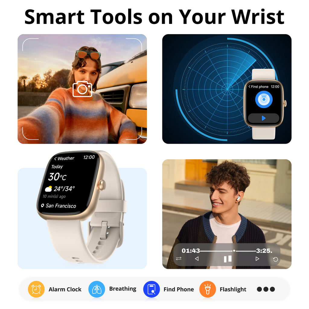 Smart Watch for Women, 1.83" HD Touchscreen Fitness Tracker, Bluetooth Calling, 110+ Sports Modes, Heart Rate SpO2 Sleep Monitor, DIY Dial, IP67 Waterproof, Compatible with Android & iOS