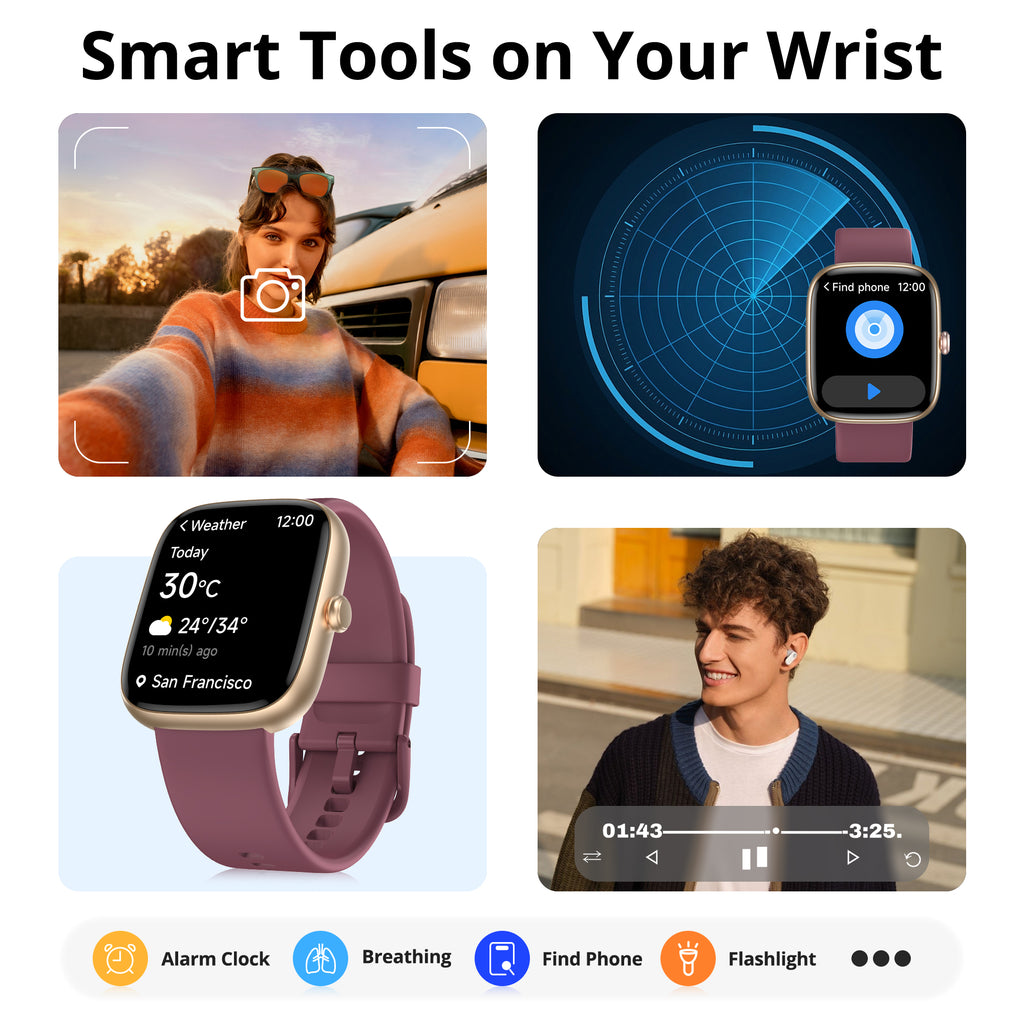 Smart Watch for Women, 1.83" HD Touchscreen Fitness Tracker, Bluetooth Calling, 110+ Sports Modes, Heart Rate SpO2 Sleep Monitor, DIY Dial, IP67 Waterproof, Compatible with Android & iOS