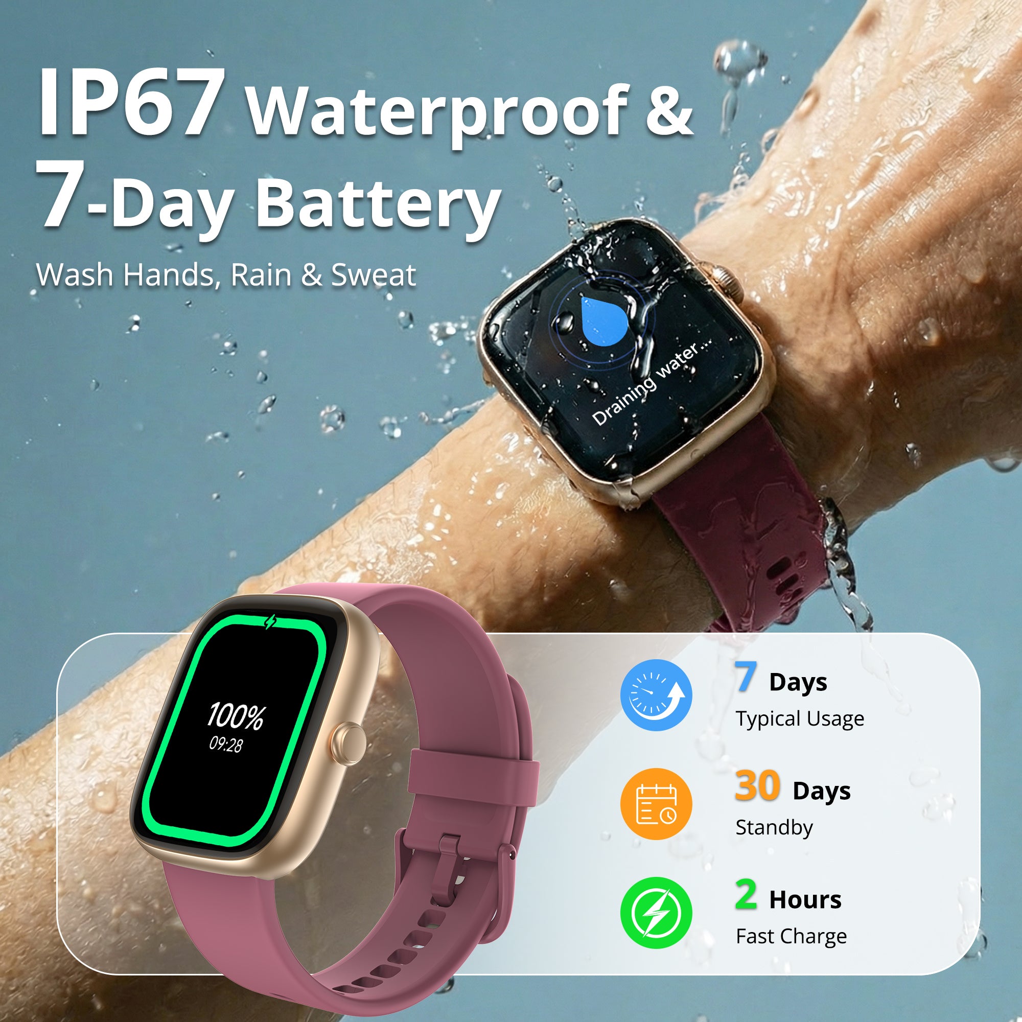 Smart Watch for Women, 1.83" HD Touchscreen Fitness Tracker, Bluetooth Calling, 110+ Sports Modes, Heart Rate SpO2 Sleep Monitor, DIY Dial, IP67 Waterproof, Compatible with Android & iOS