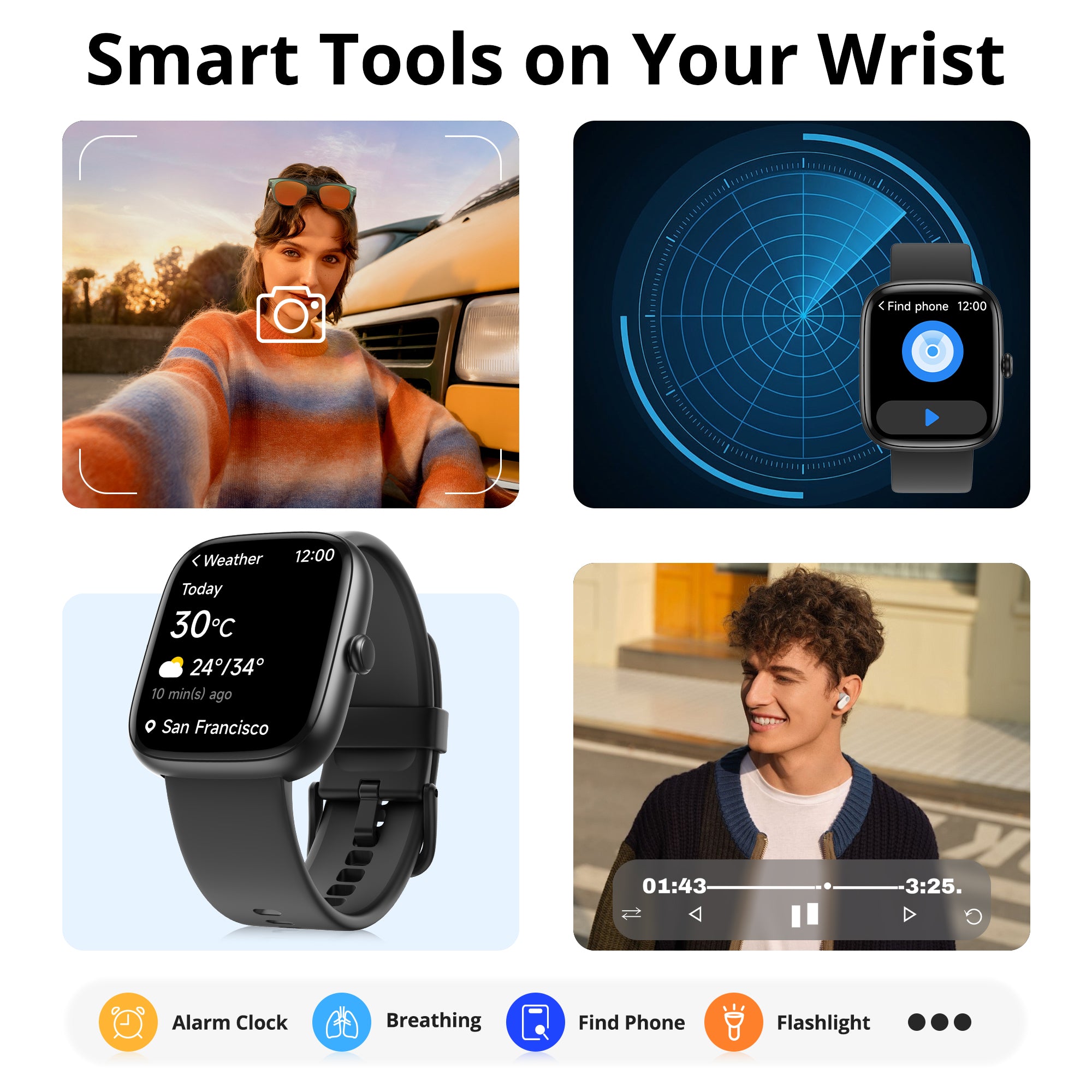 BlazeChip Smart Watch for Men Women, 1.83" HD Touchscreen Fitness Tracker, Bluetooth Calling, 110+ Sports Modes, Heart Rate SpO2 Sleep Monitor, DIY Dial, IP67 Waterproof, Compatible with Android & iOS