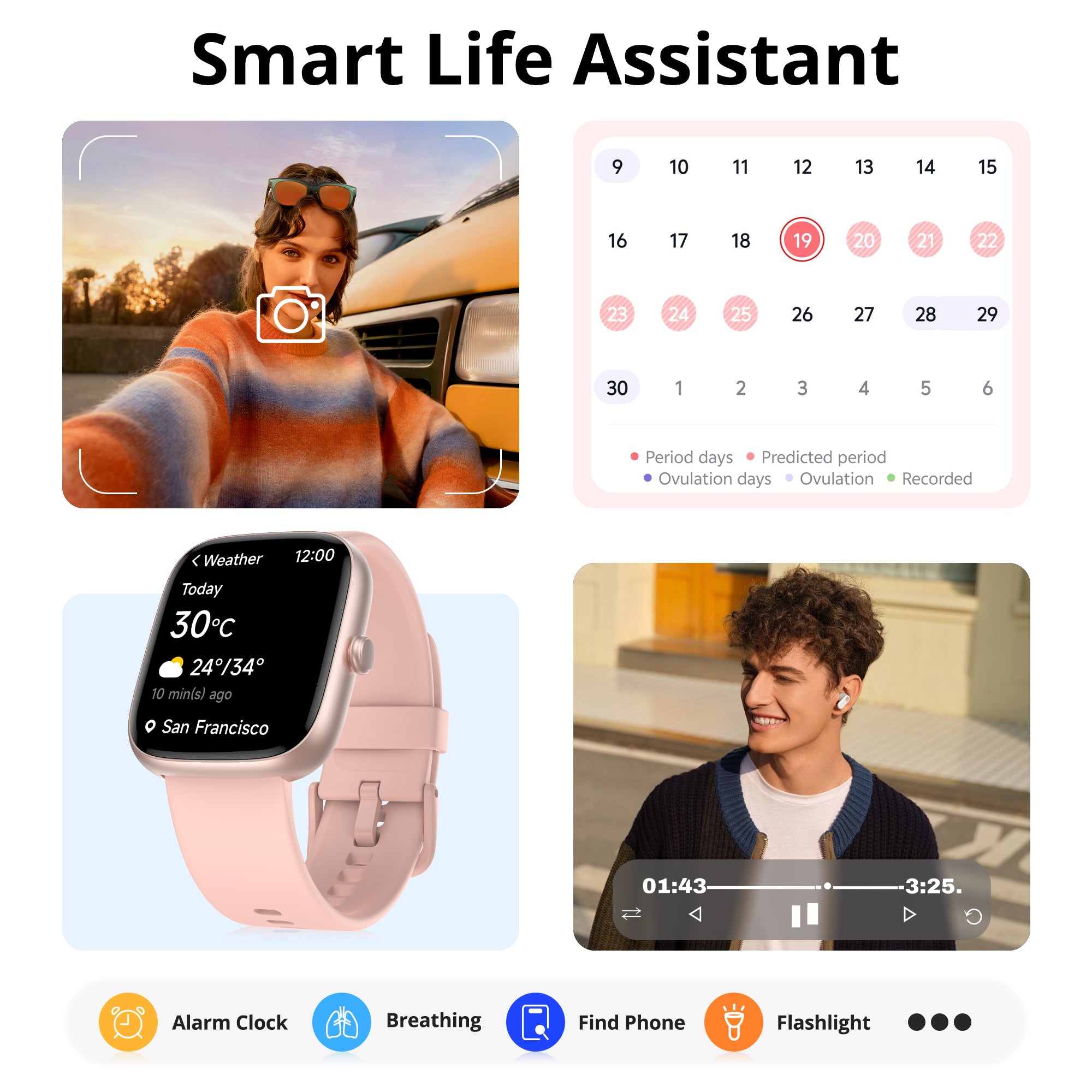 BlazeChip Smart Watch for Women, 1.83" HD Touchscreen Fitness Tracker, Bluetooth Calling, 110+ Sports Modes, Heart Rate SpO2 Sleep Monitor, DIY Dial, IP67 Waterproof, Compatible with Android & iOS