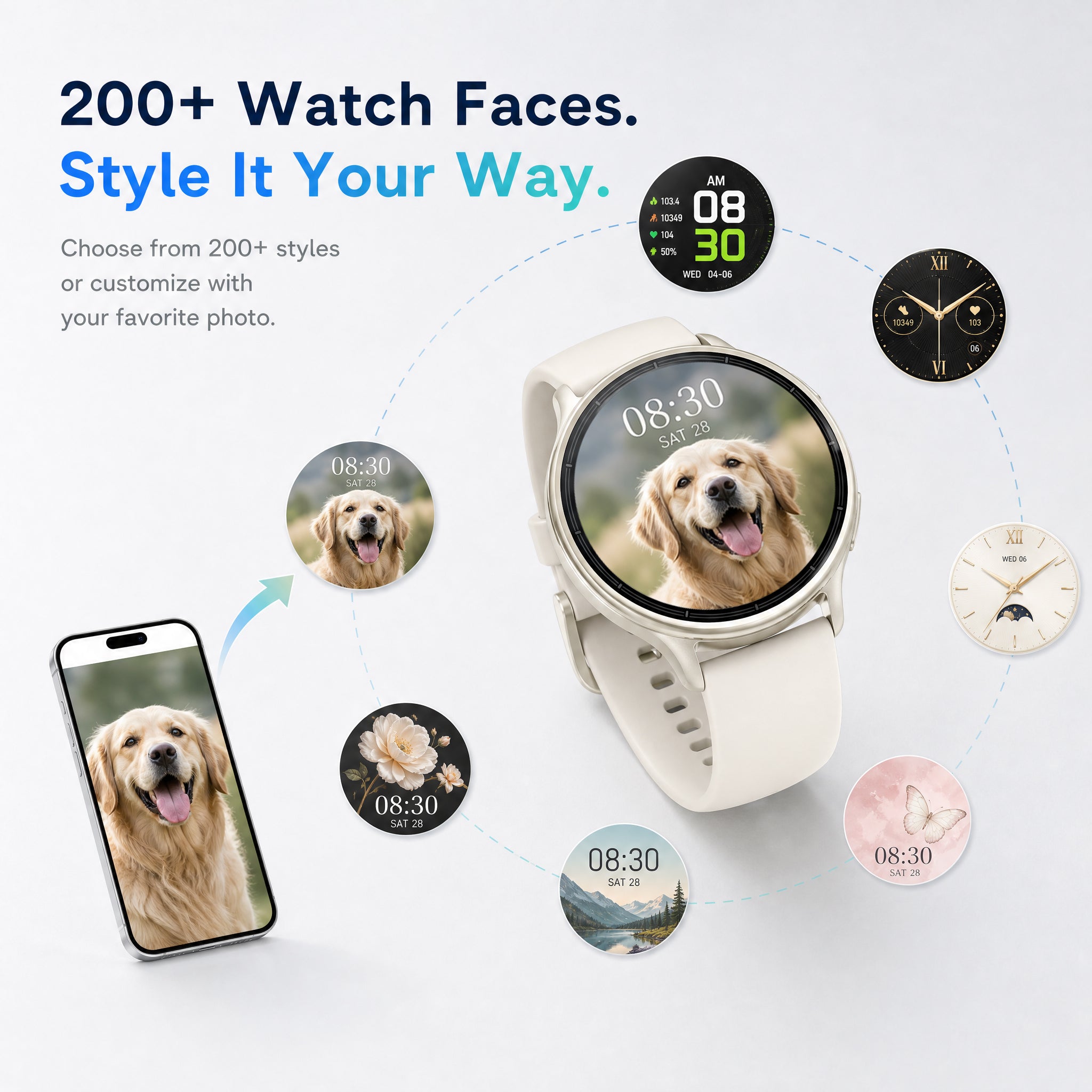 BlazeChip Smart Watch for Women (Answer/Make Call), 1.65" HD Fitness Tracker with Heart Rate/SpO2/Sleep Monitor, Pedometer, 110+ Sports Modes, 3ATM Waterproof, 7-Day Battery, for iOS Android