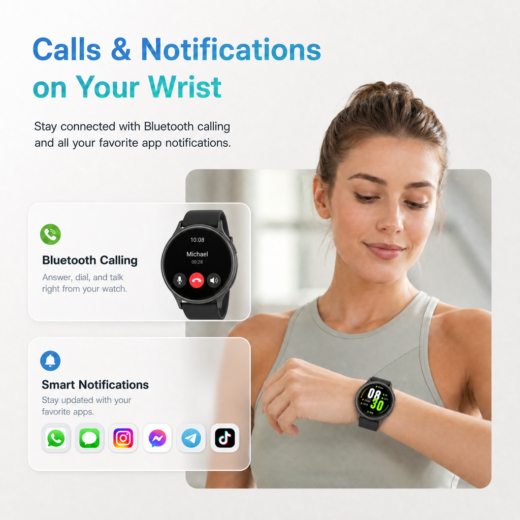 BlazeChip Smart Watch for Men Women (Answer/Make Call), 1.65" HD Fitness Tracker with Heart Rate/SpO2/Sleep Monitor, Pedometer, 110+ Sports Modes, 3ATM Waterproof, 7-Day Battery, for iOS Android