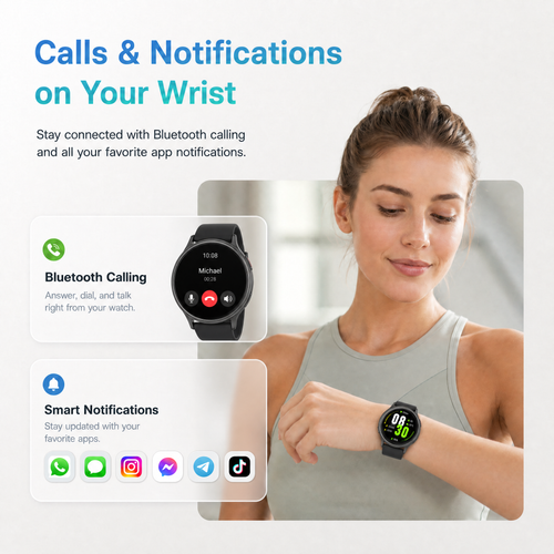 BlazeChip Smart Watch for Men Women (Answer/Make Call), 1.65" HD Fitness Tracker with Heart Rate/SpO2/Sleep Monitor, Pedometer, 110+ Sports Modes, 3ATM Waterproof, 7-Day Battery, for iOS Android
