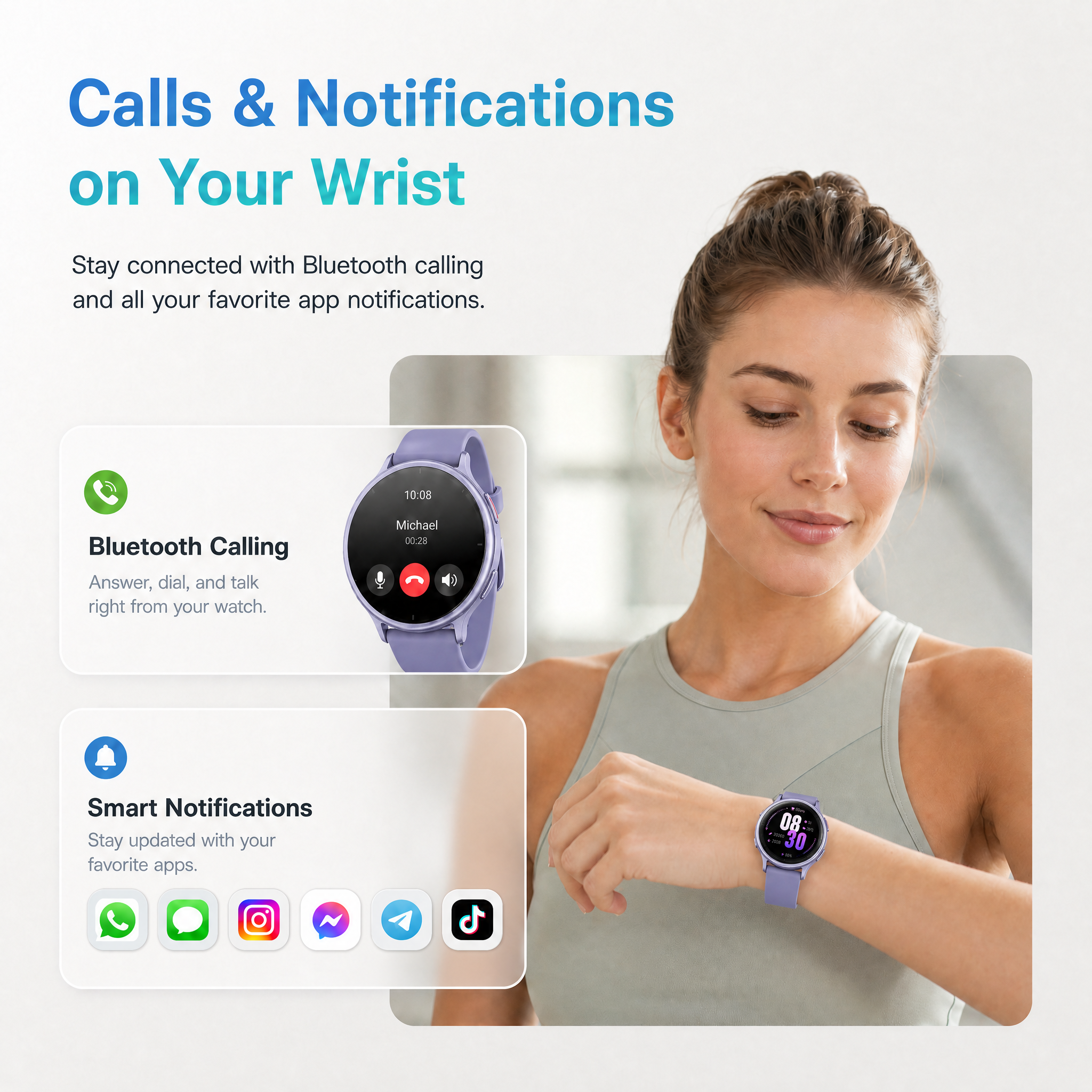 BlazeChip Smart Watch for Women (Answer/Make Call), 1.65" HD Fitness Tracker with Heart Rate/SpO2/Sleep Monitor, Pedometer, 110+ Sports Modes, 3ATM Waterproof, 7-Day Battery, for iOS Android