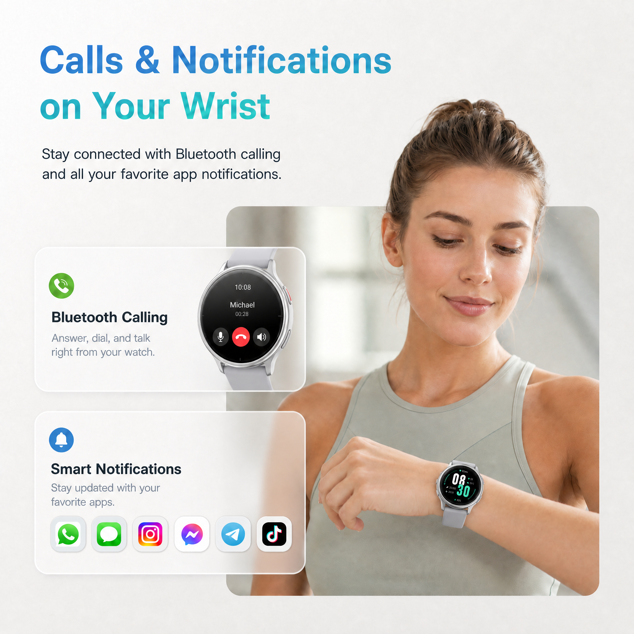 BlazeChip Smart Watch for Men Women (Answer/Make Call), 1.65" HD Fitness Tracker with Heart Rate/SpO2/Sleep Monitor, Pedometer, 110+ Sports Modes, 3ATM Waterproof, 7-Day Battery, for iOS Android