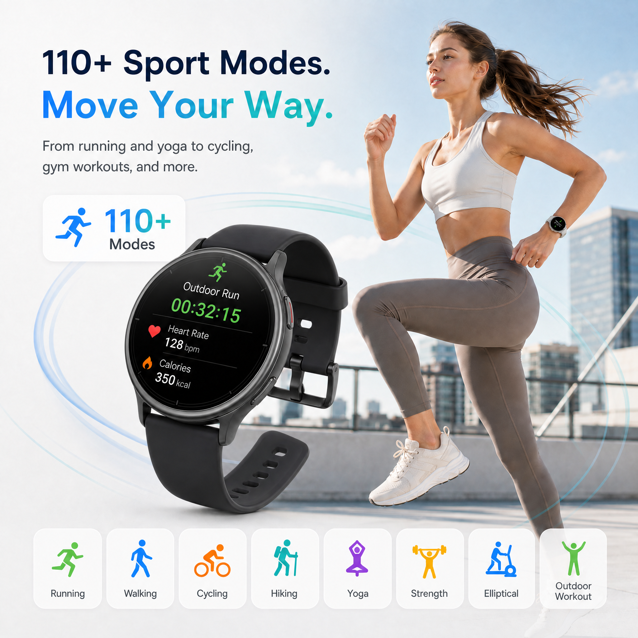 BlazeChip Smart Watch for Men Women (Answer/Make Call), 1.65" HD Fitness Tracker with Heart Rate/SpO2/Sleep Monitor, Pedometer, 110+ Sports Modes, 3ATM Waterproof, 7-Day Battery, for iOS Android