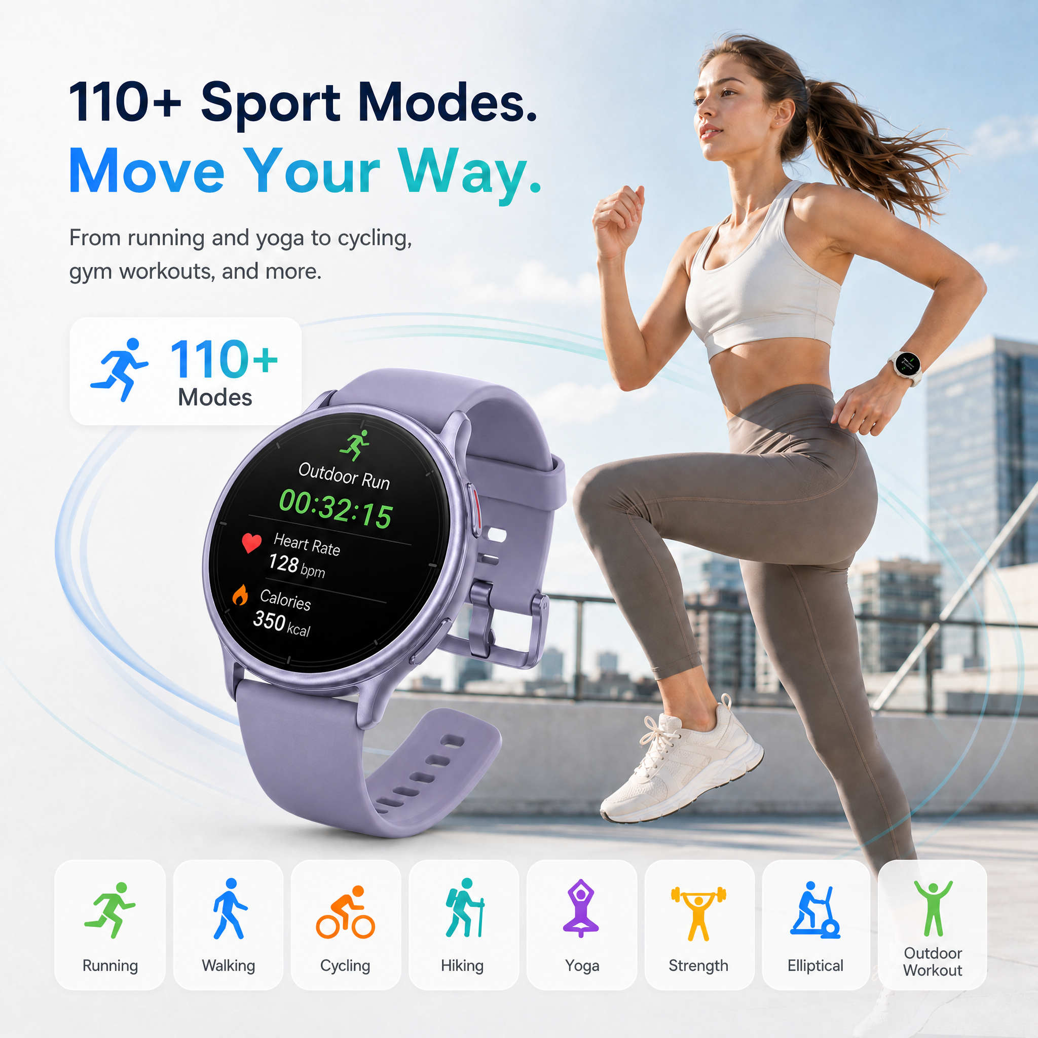 BlazeChip Smart Watch for Women (Answer/Make Call), 1.65" HD Fitness Tracker with Heart Rate/SpO2/Sleep Monitor, Pedometer, 110+ Sports Modes, 3ATM Waterproof, 7-Day Battery, for iOS Android