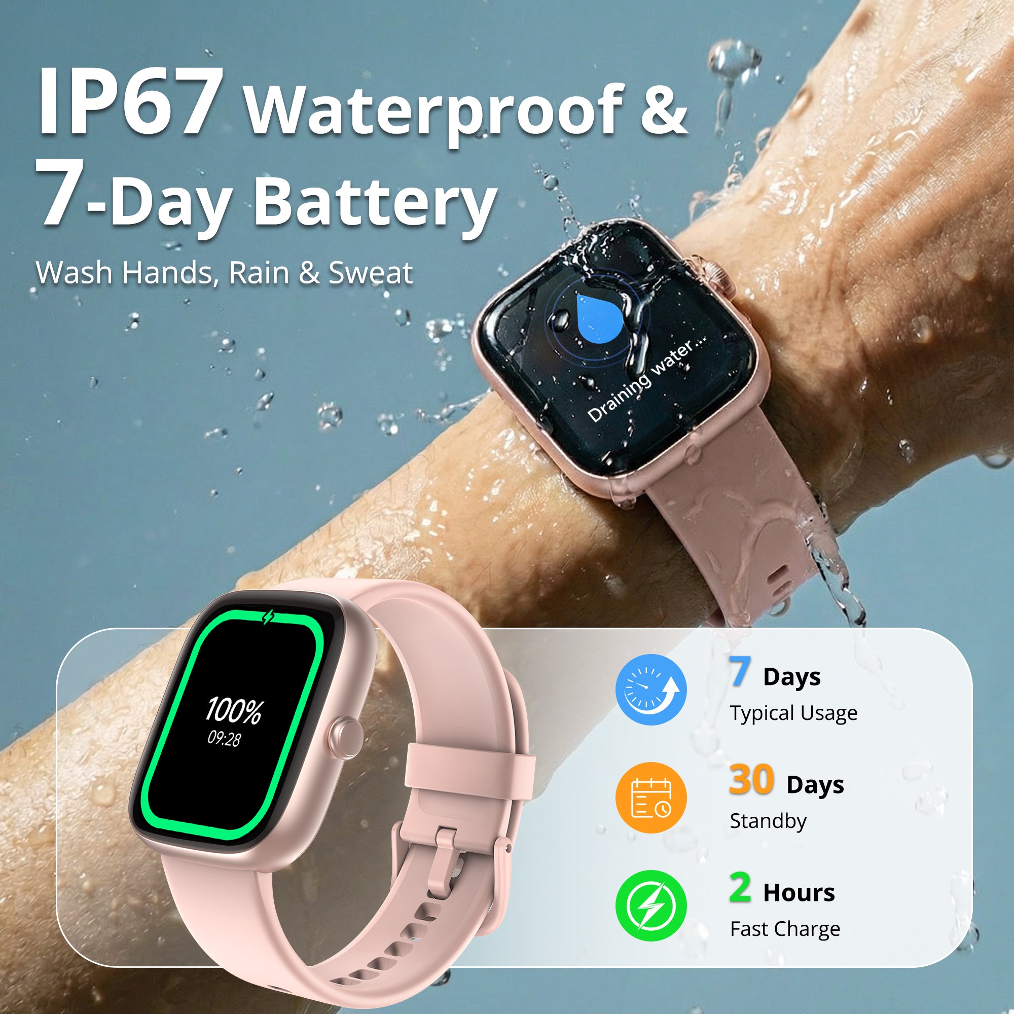 BlazeChip Smart Watch for Women, 1.83" HD Touchscreen Fitness Tracker, Bluetooth Calling, 110+ Sports Modes, Heart Rate SpO2 Sleep Monitor, DIY Dial, IP67 Waterproof, Compatible with Android & iOS